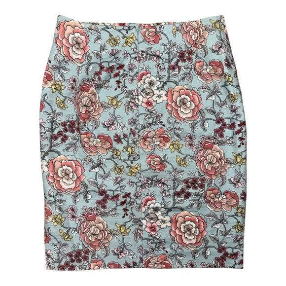 LOFT Orange and Pink Pencil Skirt Knee-Length Casual - Picture 2 of 4